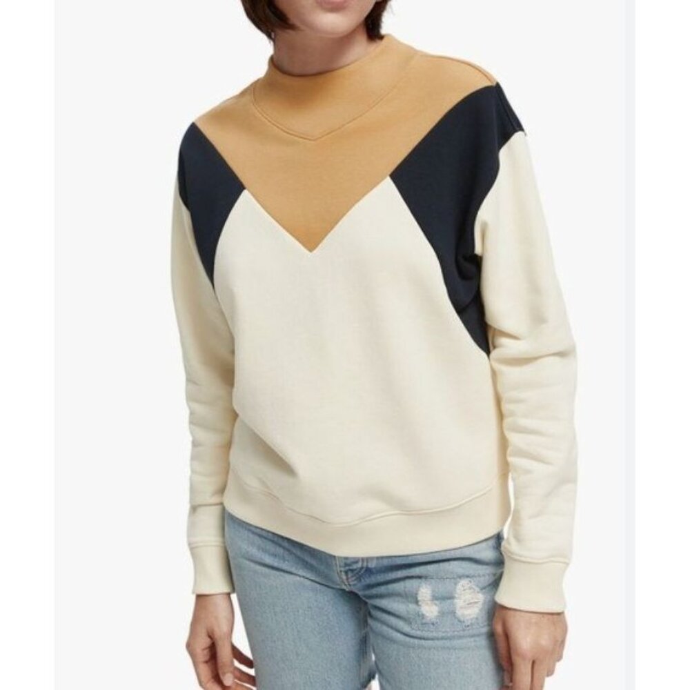 Scotch & Soda Color Block Mock Neck Sweatshirt Si… - image 1